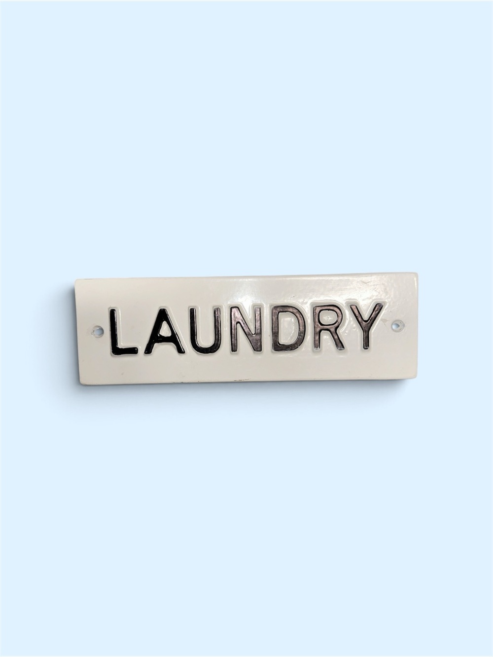 Hearth & Hand White Ceramic 'LAUNDRY' Wall Sign with Black Lettering